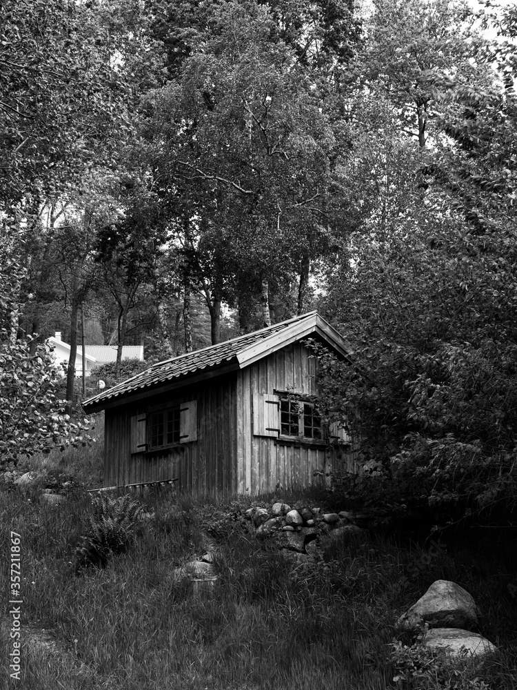 Wooden farm house in monochrome Wooden farm house in monochrome