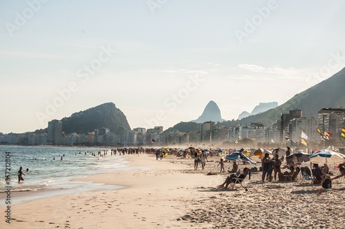 RIO DE JANEIRO, BRAZIL - Feb 13, 2020: Copacabana Beach