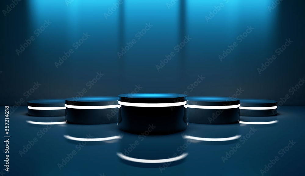 Winning podium for product, dim lighting, bluish tones Winning podium for product, dim lighting, bluish tones