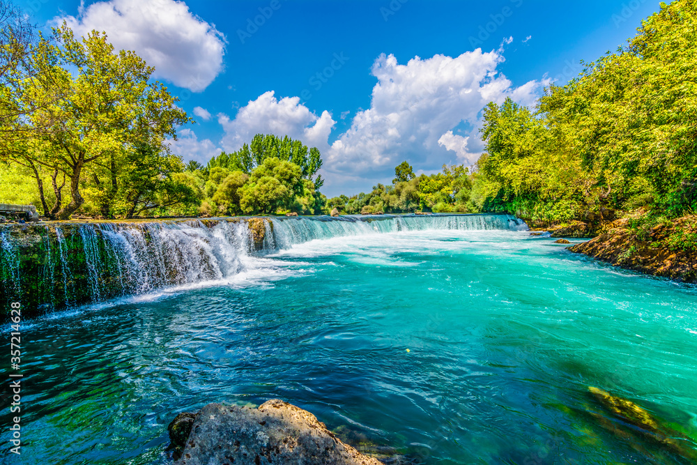 Fototapeta premium Manavgat Waterfall in Turkey. It is very popular tourist attraction.