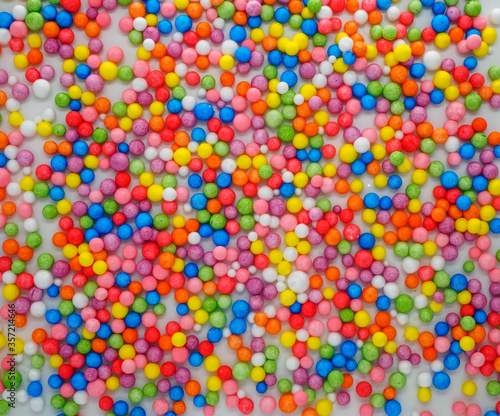 Background texture of multicolored foam balls