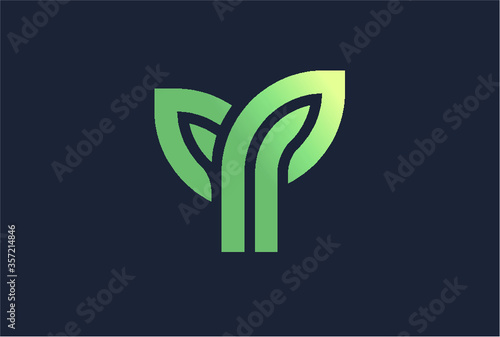 Growing plants concept logo design. Eco organic logo. Green leaf seedling.