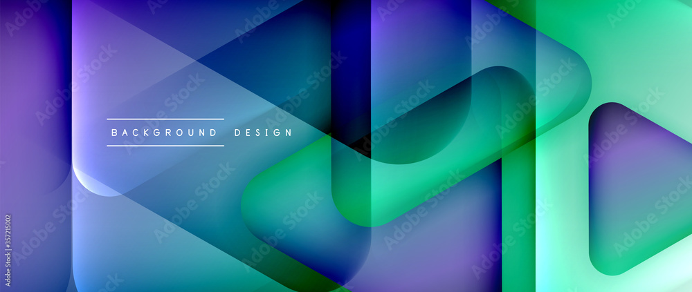 Obraz premium Triangle shapes geometric abstract background. 3D shadow effects and fluid gradients. Modern overlapping forms wallpaper for your text message