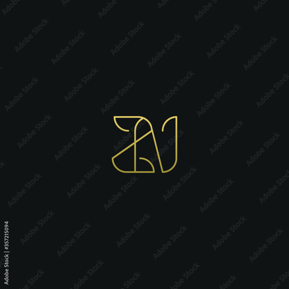 Unique minimal and creative style golden and black color ZN or NZ initial based logo Unique minimal and creative style golden and black color ZN or NZ initial based logo