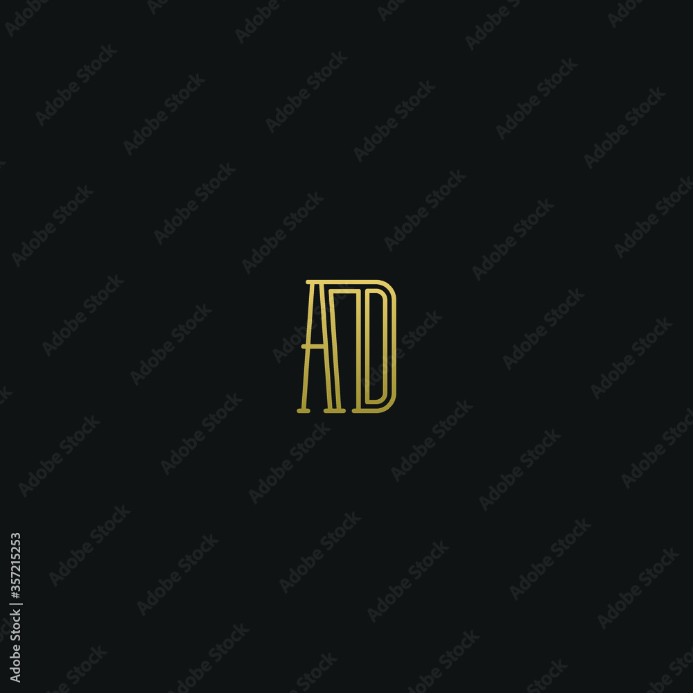 Unique minimal and creative style golden and black color AD or DA initial based logo Unique minimal and creative style golden and black color AD or DA initial based logo