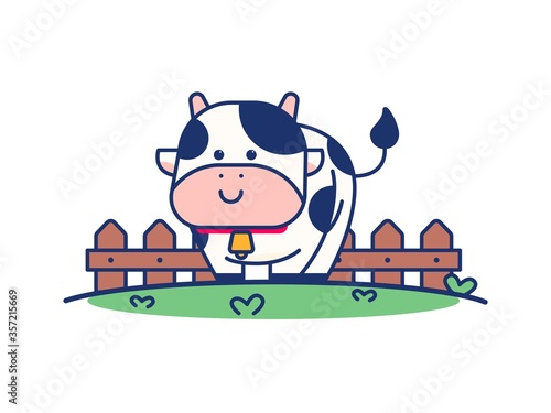 cute cow cartoon concept illustration
