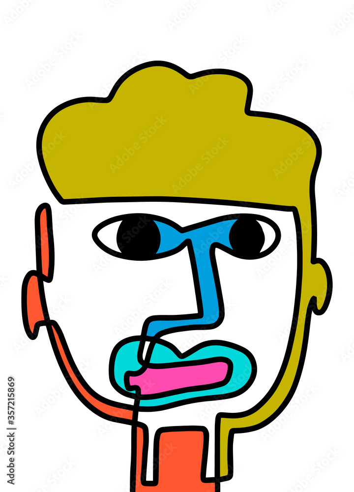 Modern Abstract Face Portrait. Linear Ink Brush Contemporary Continuous Painting. Fashion Style Vibrant colors Abstraction Poster. Vector Illustration Clipart. Modern Abstract Face Portrait. Linear Ink Brush Contemporary Continuous Painting. Fashion Style Vibrant colors Abstraction Poster. Vector Illustration Clipart.