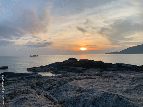 Sunrise from beach of Perhentian Island Malaysia