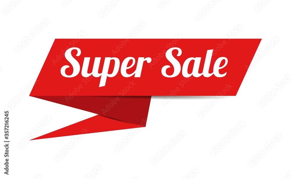 Red banner super sale Isolated on white background, for your design web site and branding banner. Vector Illustration Red banner super sale Isolated on white background, for your design web site and branding banner. Vector Illustration