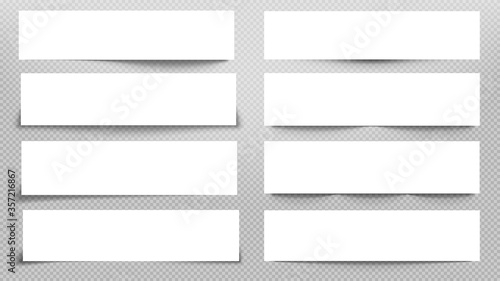 Banner frame with shadow effect. Element for promotional message or advertisement isolated in transparent background. Web banner for design or business advert. Vector illustration set.