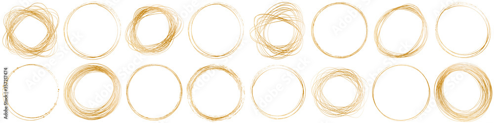set of gold round banners frames on white background set of gold round banners frames on white background