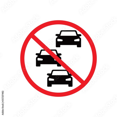 No heavy car and traffic jam vector icon, symbol and sign illustration on white background.