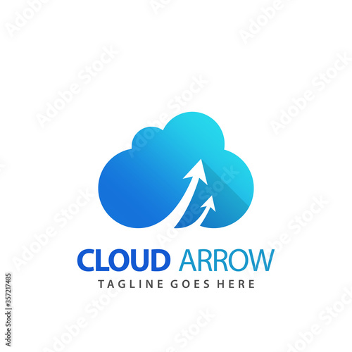 Abstract Gradient Cloud Arrow Logo Design Premium Vector Illustration