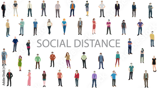 keep social distance minimalists pattern with people