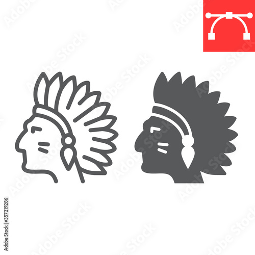 line and glyph icon, america and navajo, sign vector graphics, editable stroke linear icon, eps 10.