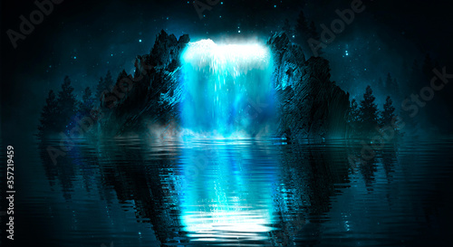 Futuristic night landscape ...