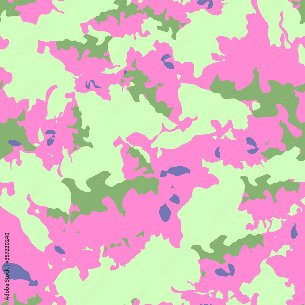 UFO camouflage of various shades of green, pink and blue colors UFO camouflage of various shades of green, pink and blue colors