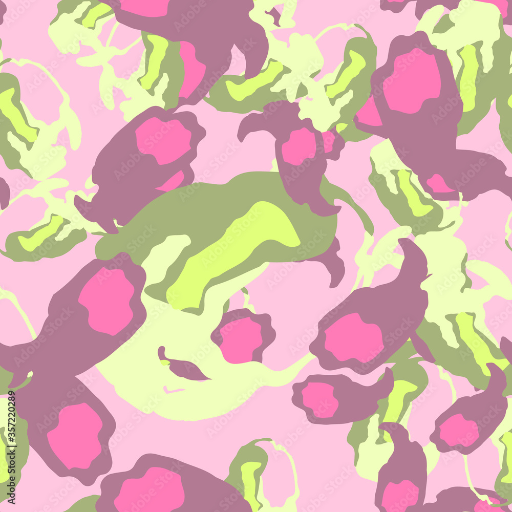 UFO camouflage of various shades of green, pink and yellow colors UFO camouflage of various shades of green, pink and yellow colors