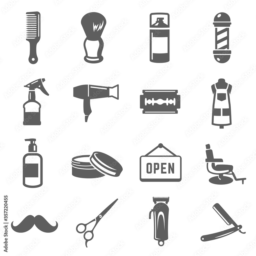 Barbershop icon set, professional barber business design Barbershop icon set, professional barber business design