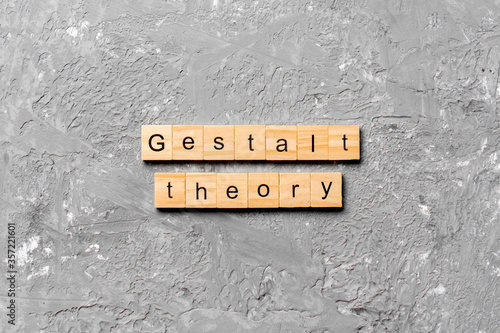 gestalt theory word written on wood block. gestalt theory text on cement table for your desing, concept