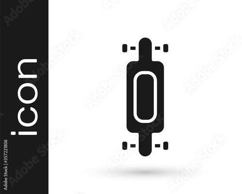 Grey Longboard or skateboard cruiser icon isolated on white background. Extreme sport. Sport equipment. Vector Illustration.