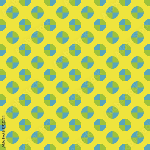 Pattern from circles on yellow seamless backdrop.