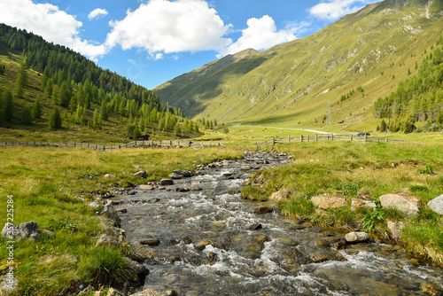 Kuhtai, Austria - June 2017. Running mountain stream in the Sellrain valley near Kuhtai
 photo