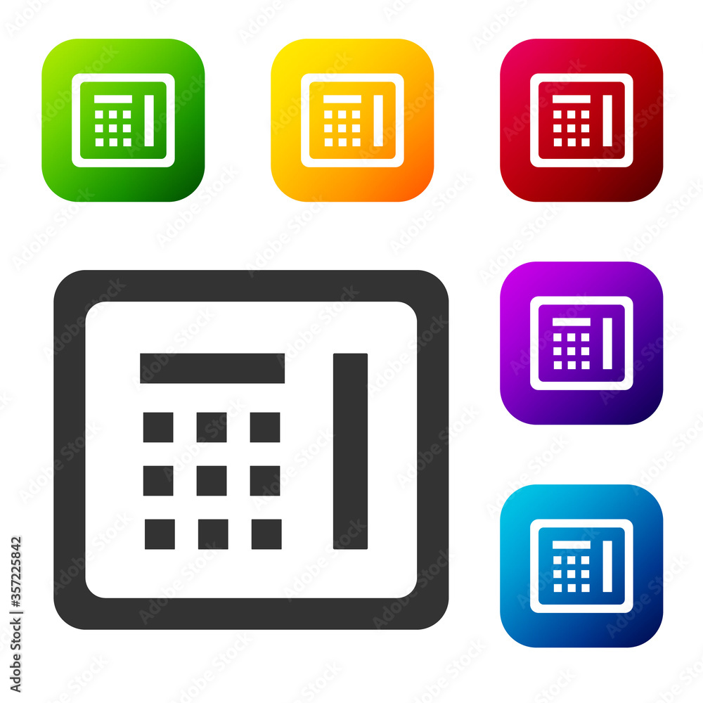 Black Safe icon isolated on white background. The door safe a bank vault with a combination lock. Reliable Data Protection. Set icons in color square buttons. Vector Illustration. Black Safe icon isolated on white background. The door safe a bank vault with a combination lock. Reliable Data Protection. Set icons in color square buttons. Vector Illustration.
