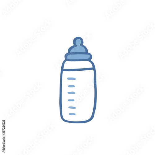 baby nipple bottle doodle icon, vector illustration
