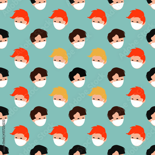 vector and illustration seamless pattern masked guys virus protection