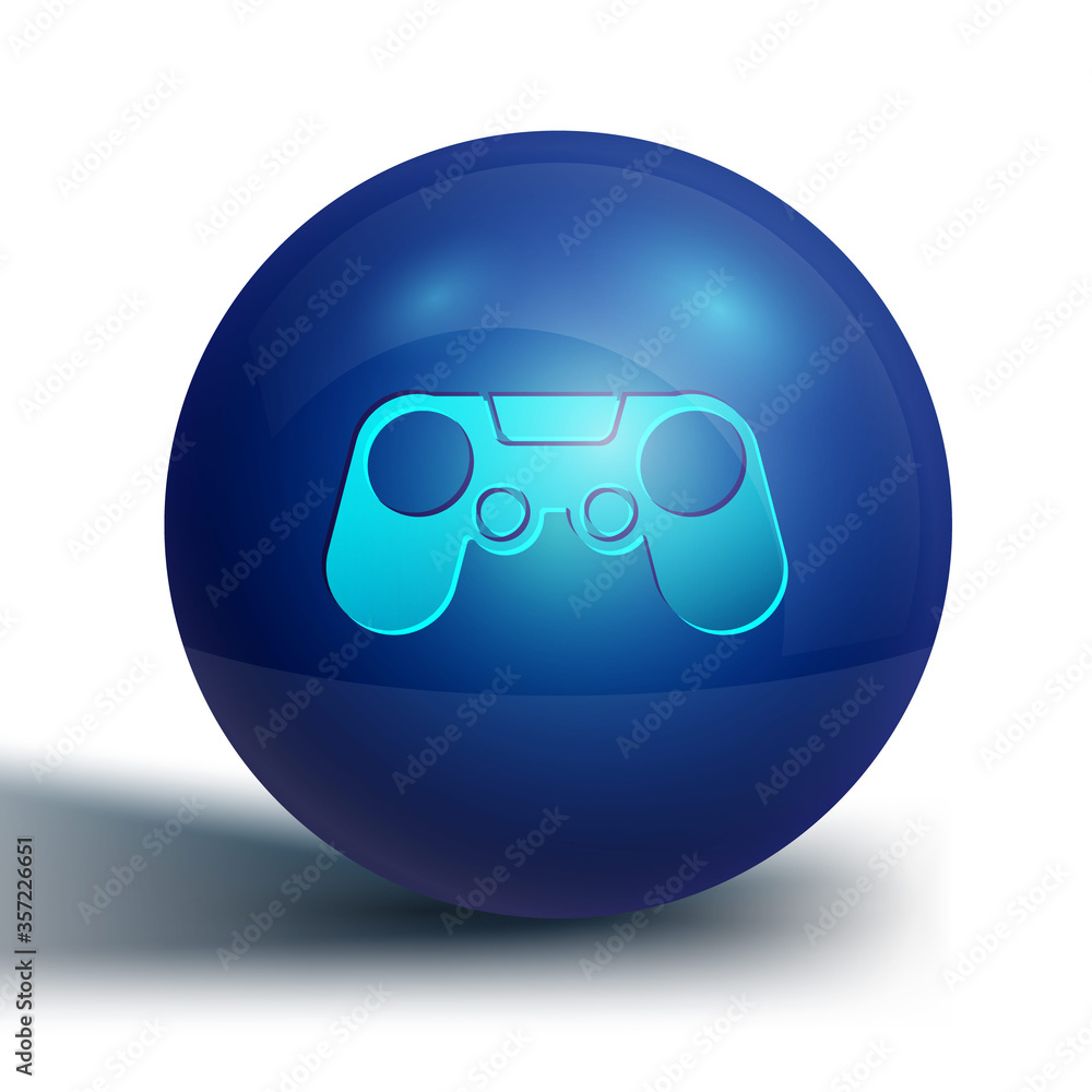 Blue Gamepad icon isolated on white background. Game controller. Blue circle button. Vector Illustration. Blue Gamepad icon isolated on white background. Game controller. Blue circle button. Vector Illustration.