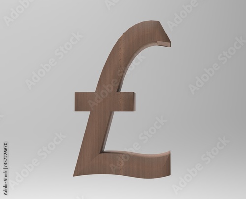 Pound sterling sign isolated GBP 3d render 