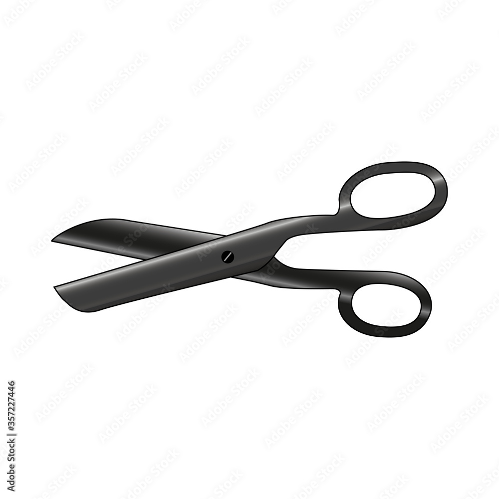 Black and white image of scissors. Scissors for cutting paper. Vintage