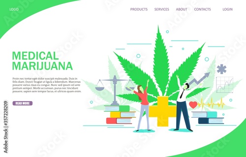 Medical marijuana landing page website vector template