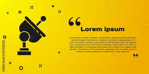 Black Radar icon isolated on yellow background. Search system. Satellite sign. Vector Illustration.