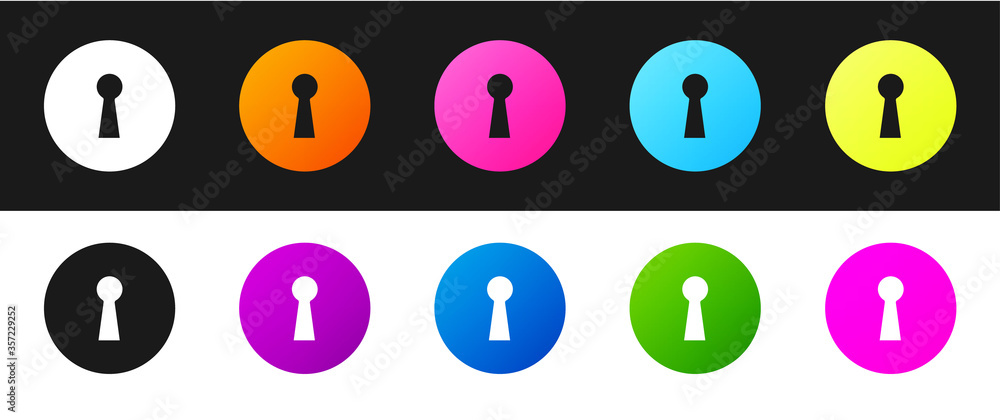 Set Keyhole icon isolated on black and white background. Key of success solution. Keyhole express the concept of riddle, secret, security. Vector Illustration. Set Keyhole icon isolated on black and white background. Key of success solution. Keyhole express the concept of riddle, secret, security. Vector Illustration.