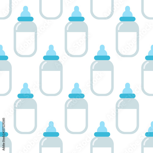 baby bottle seamless pattern, vector color illustration