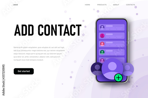 Add contact sceen on the phone, flat style.