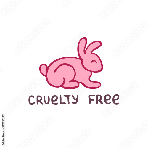 cruelty free doodle icon, vector color illustration