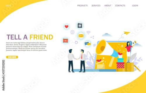 Tell a friend vector website landing page design template
