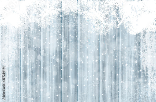 Vector grey wooden texture background covered by snow for Christmas design. Winter background.