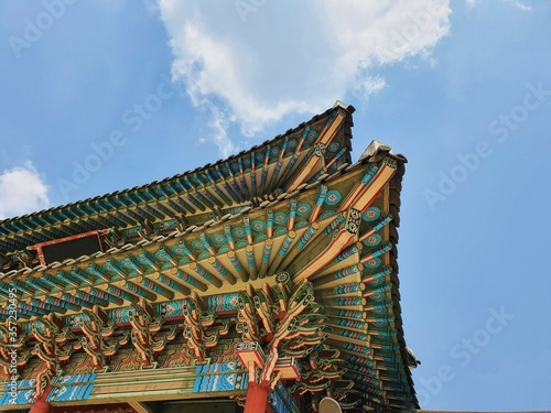 Close up shot of the Beomeosa Busan in South Korea