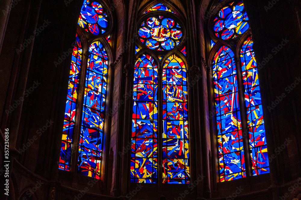 the stained glass windows of the Holy Chapel