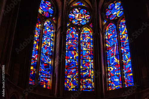the stained glass windows of the Holy Chapel