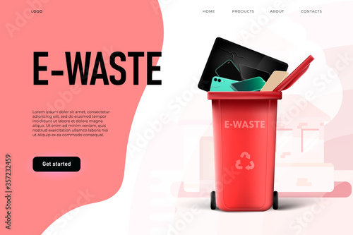 Environmental protection. Trash management, e waste illstration