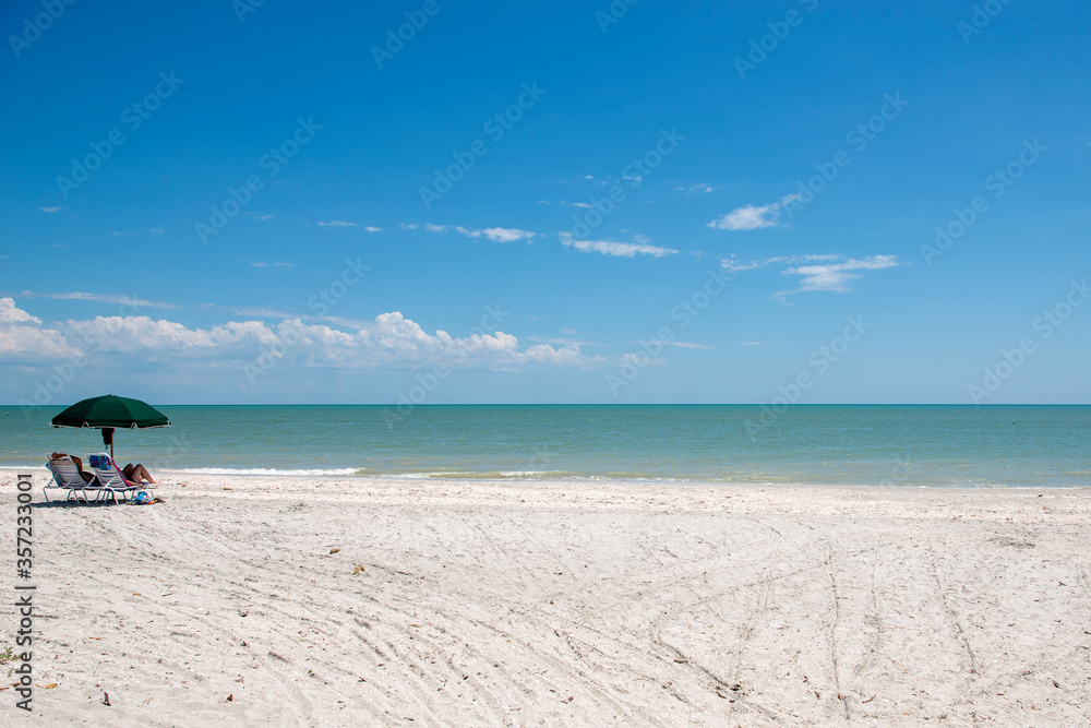 View of the Beach on the Gulf of Mexico at Sanibel Island Florida