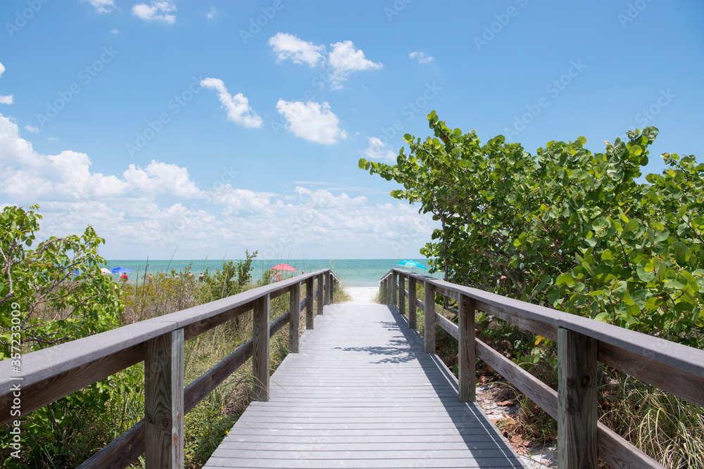 Boardwalk Leading to White Sandy Beach on the Emerald Coast of Florida 