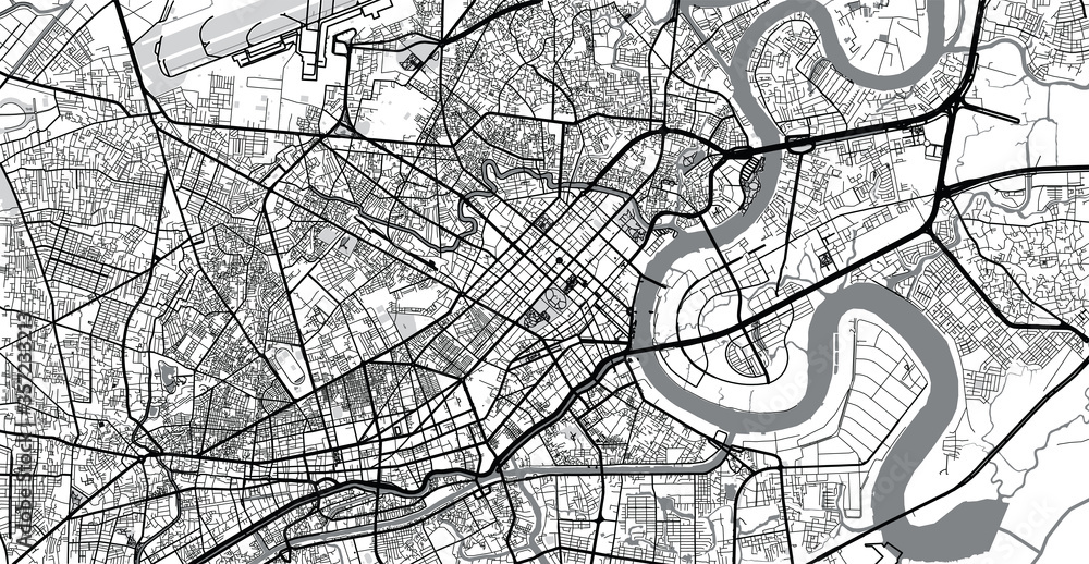 Urban vector city map of Ho Chi Minh City, Vietnam