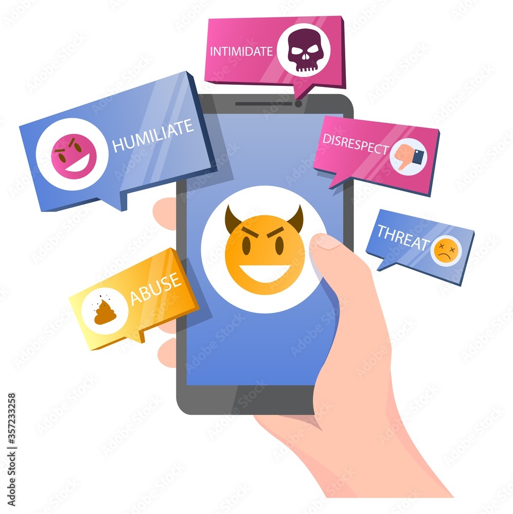 Social media bullying vector concept for web banner, website page Stock ...