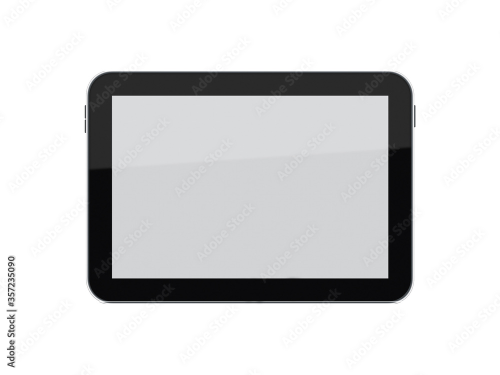 black tablet with gray screen on white background black tablet with gray screen on white background